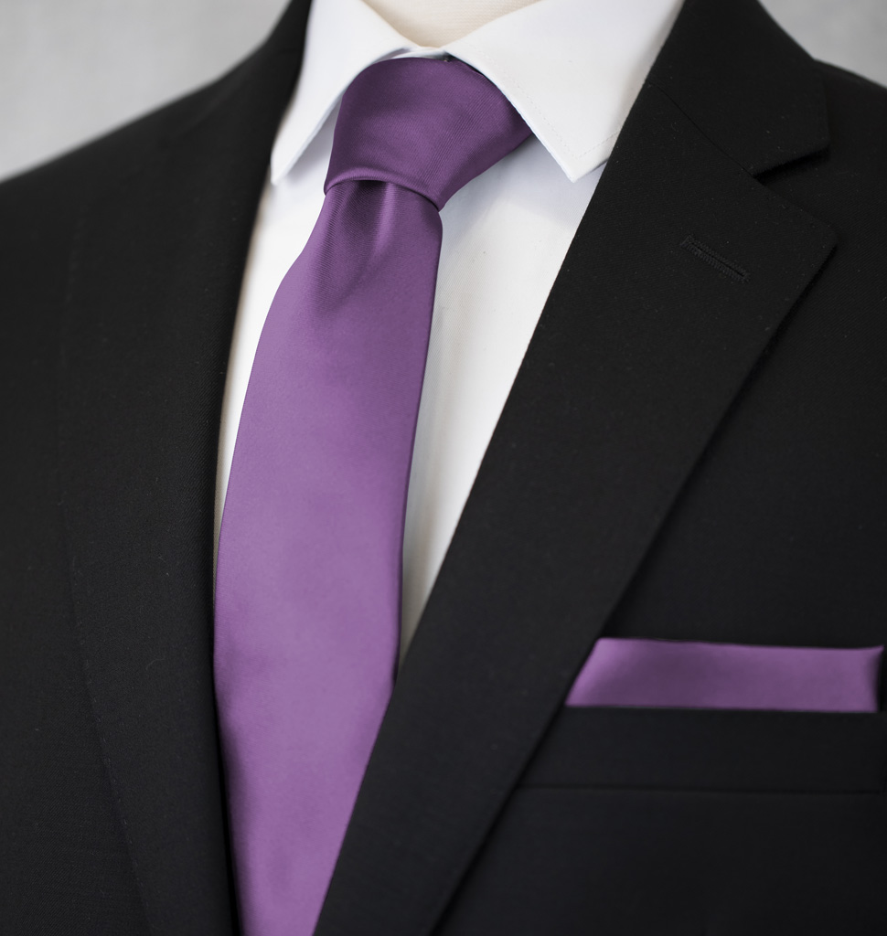 Solid Tie and Handkerchief Set Lavender