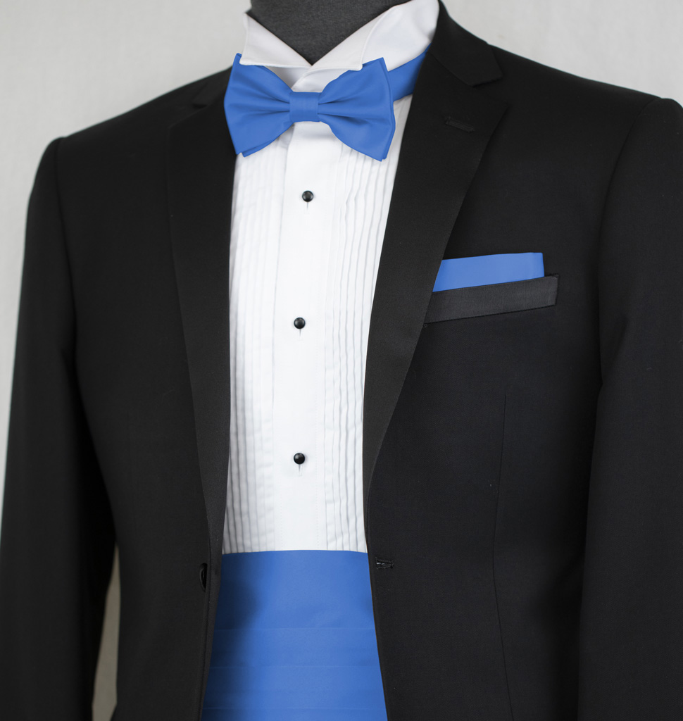 Solid Cummerbund Bow Tie And Handkerchief Acc10I