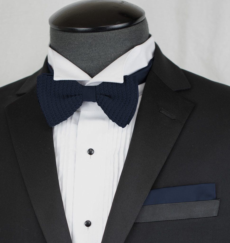 Knit Pretied Bow Tie With Handkerchief Set Clr.G