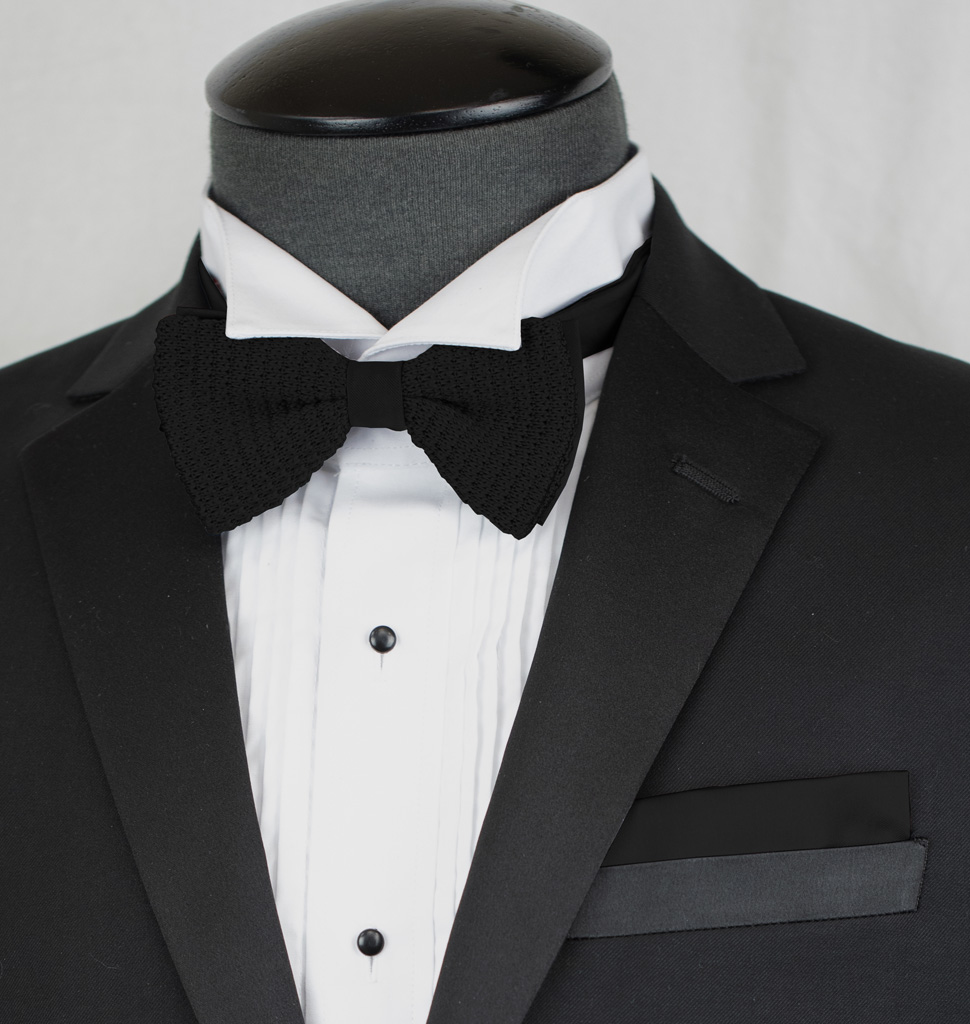Knit Pretied Bow Tie With Handkerchief Set Clr.B