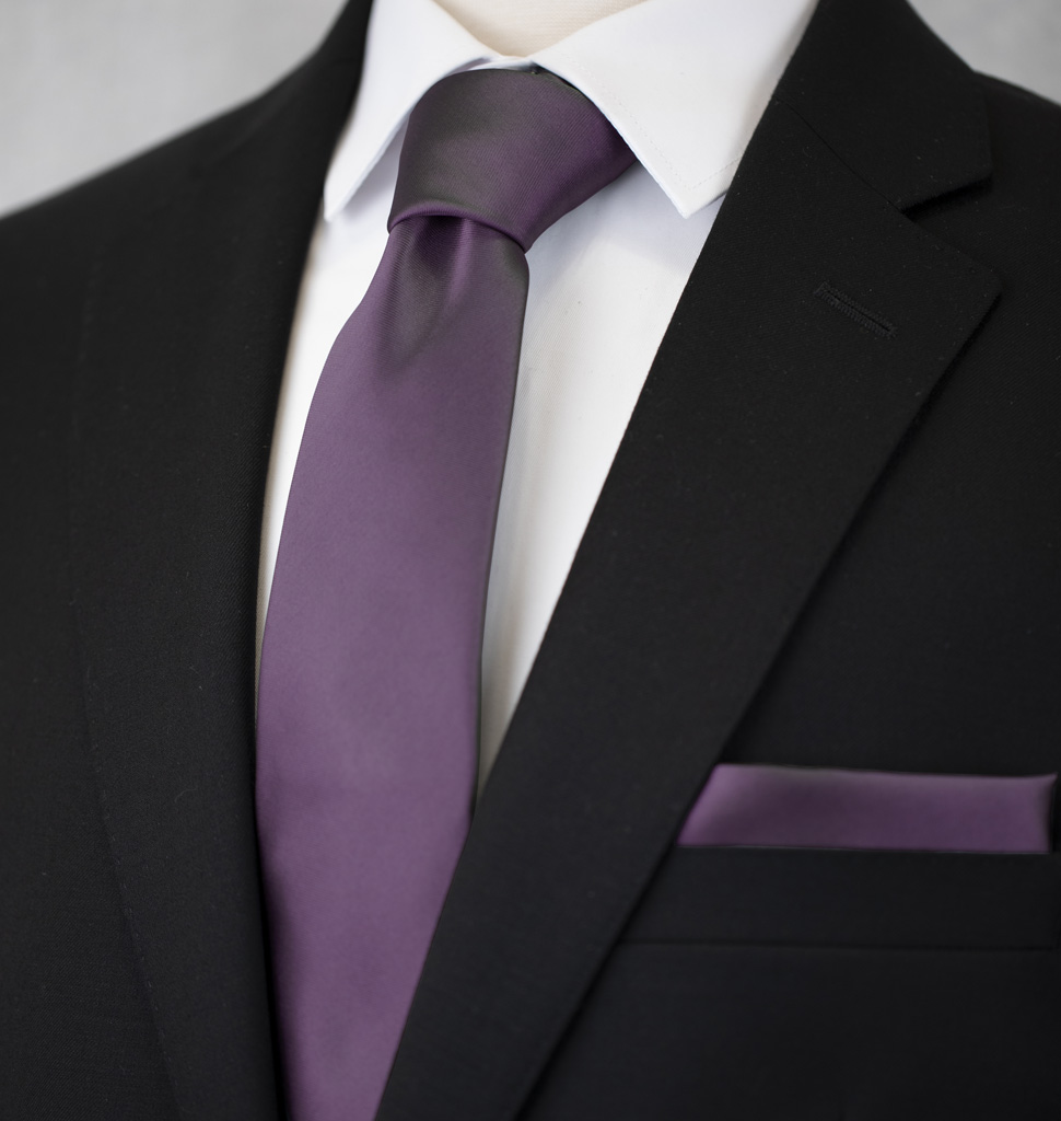 Solid Tie and Handkerchief Set Medium Purple