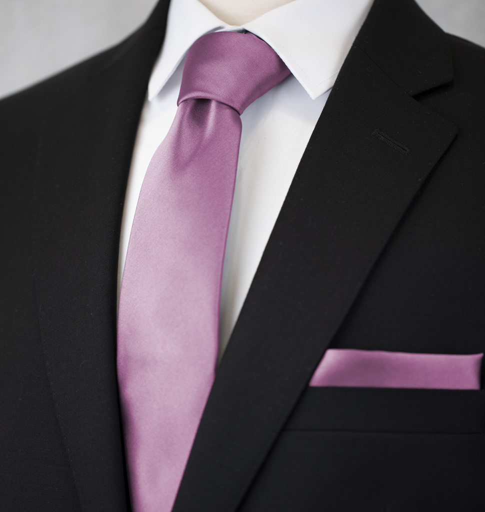 Solid Tie and Handkerchief Set Wisteria