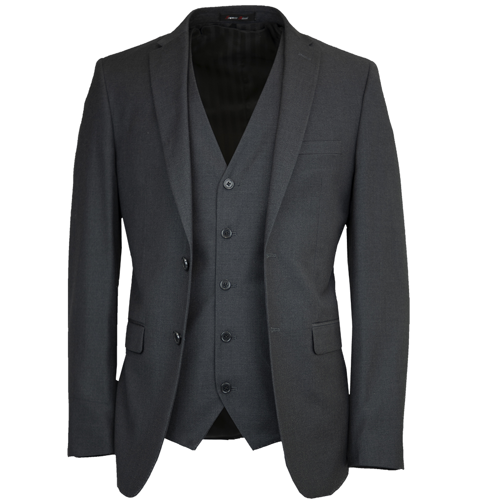 Franco Ricci Luxury 3 Piece Vested Slim Fit Suit Charcoal