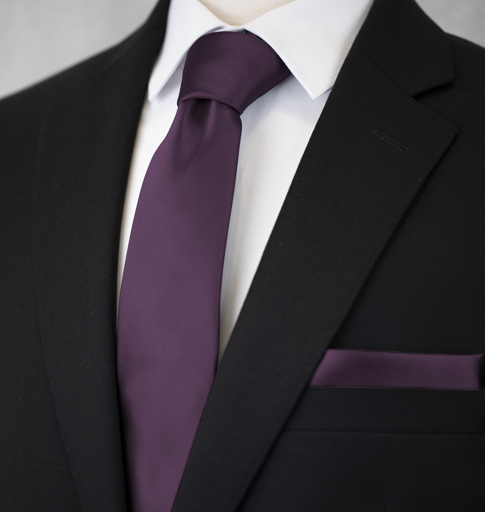 Solid Tie and Handkerchief Set Amethyst