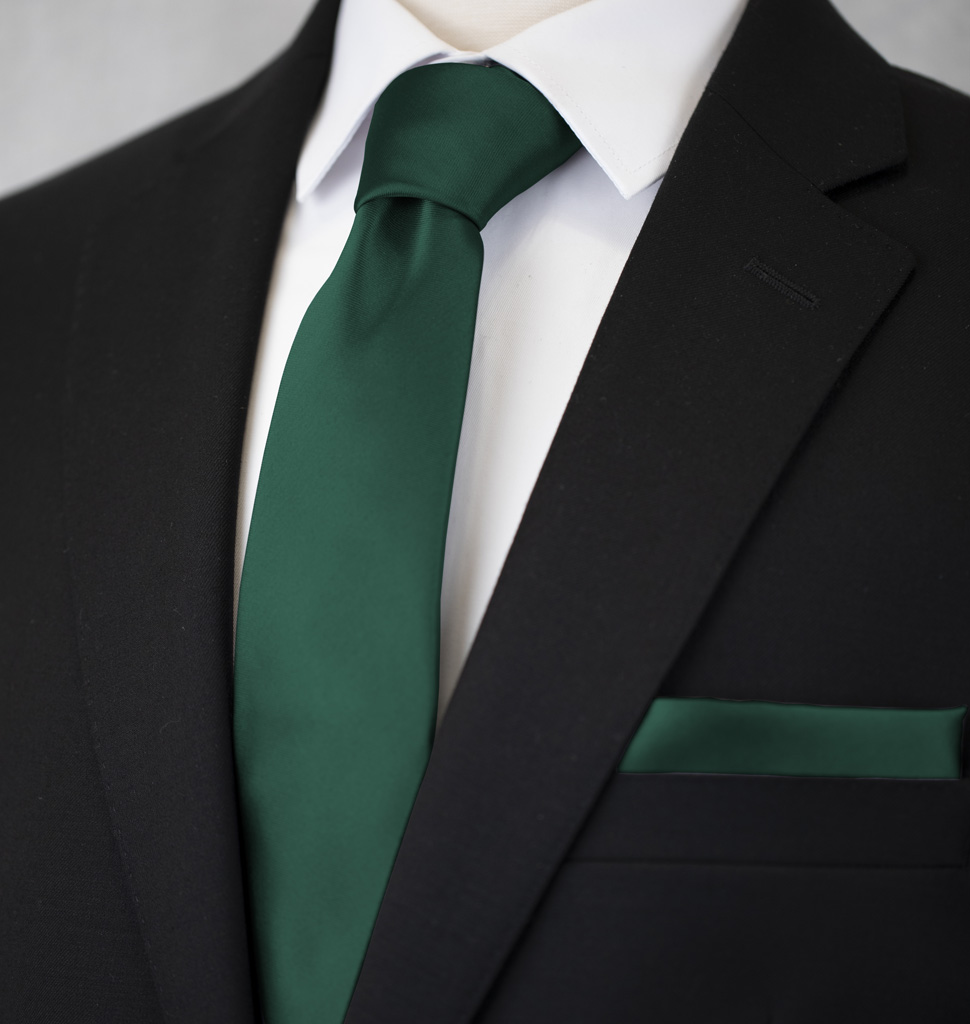 Solid Tie and Handkerchief Set Juniper