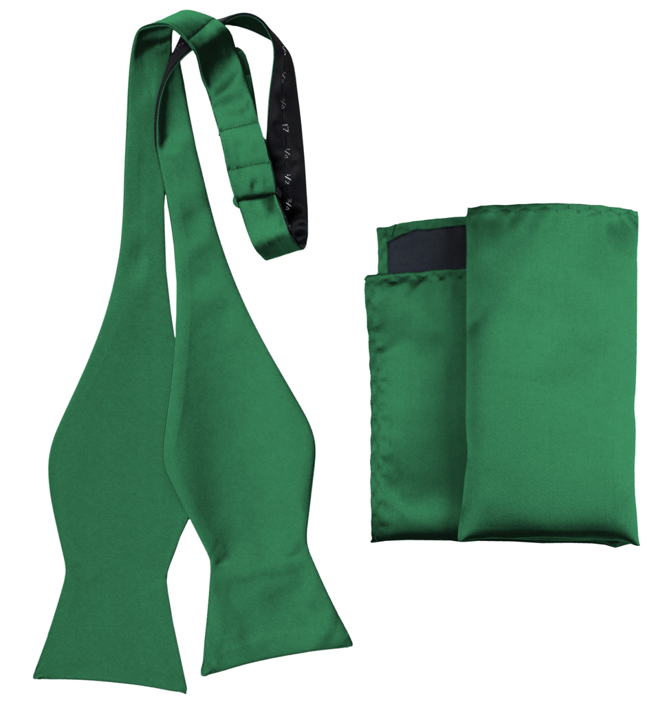 Solid Self Tie Bow Tie And Handkerchief Emerald Awstbt100Z