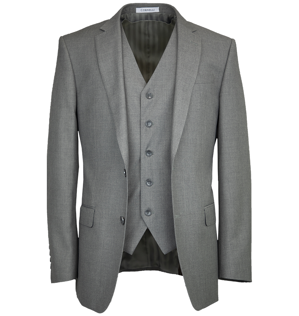 Cornelli Luxury 3 Piece Vested Suit Modern Fit Light Grey