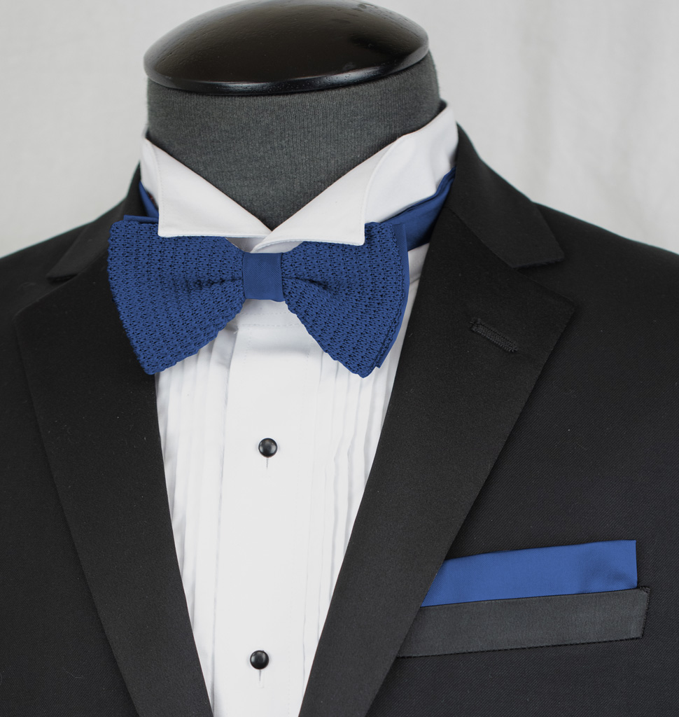 Knit Pretied Bow Tie with Handkerchief Set Clr.EE