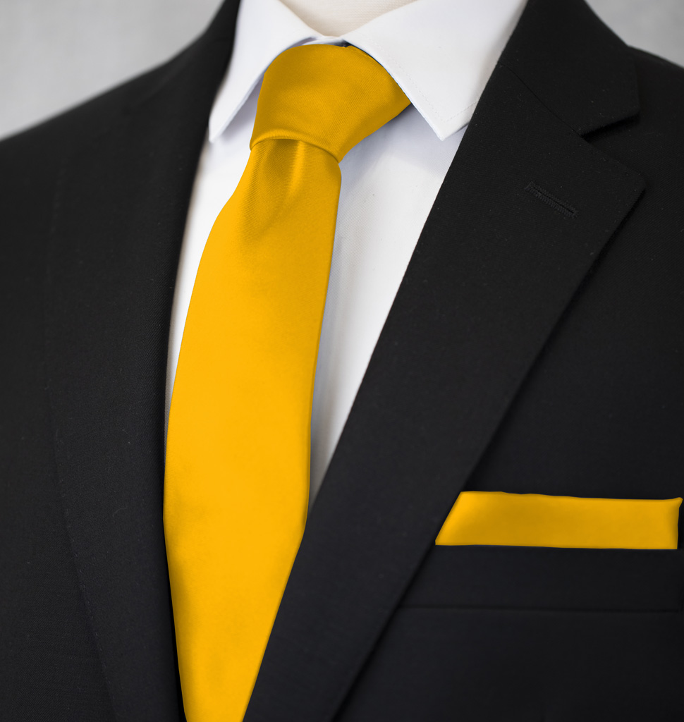 Solid Tie and Handkerchief Set Yellow