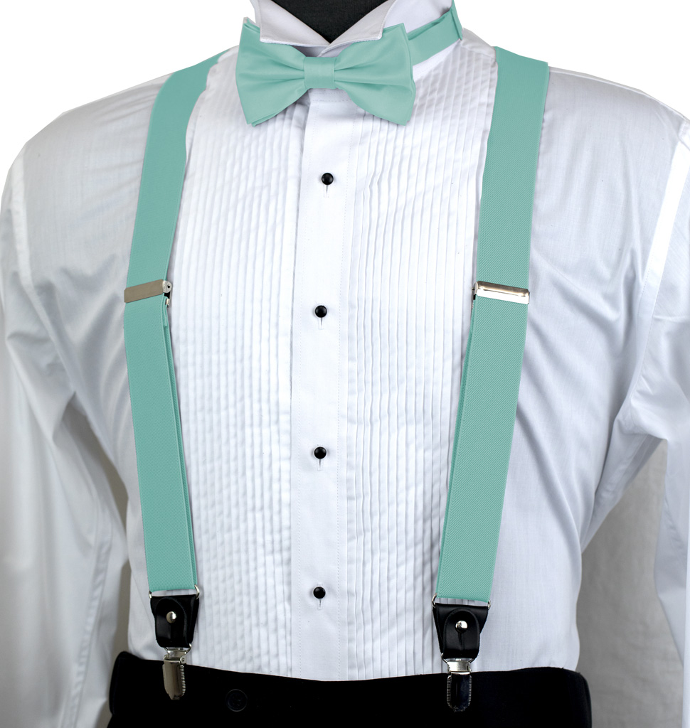 Solid Suspender Bow Tie and Handkerchief set ASS11DD