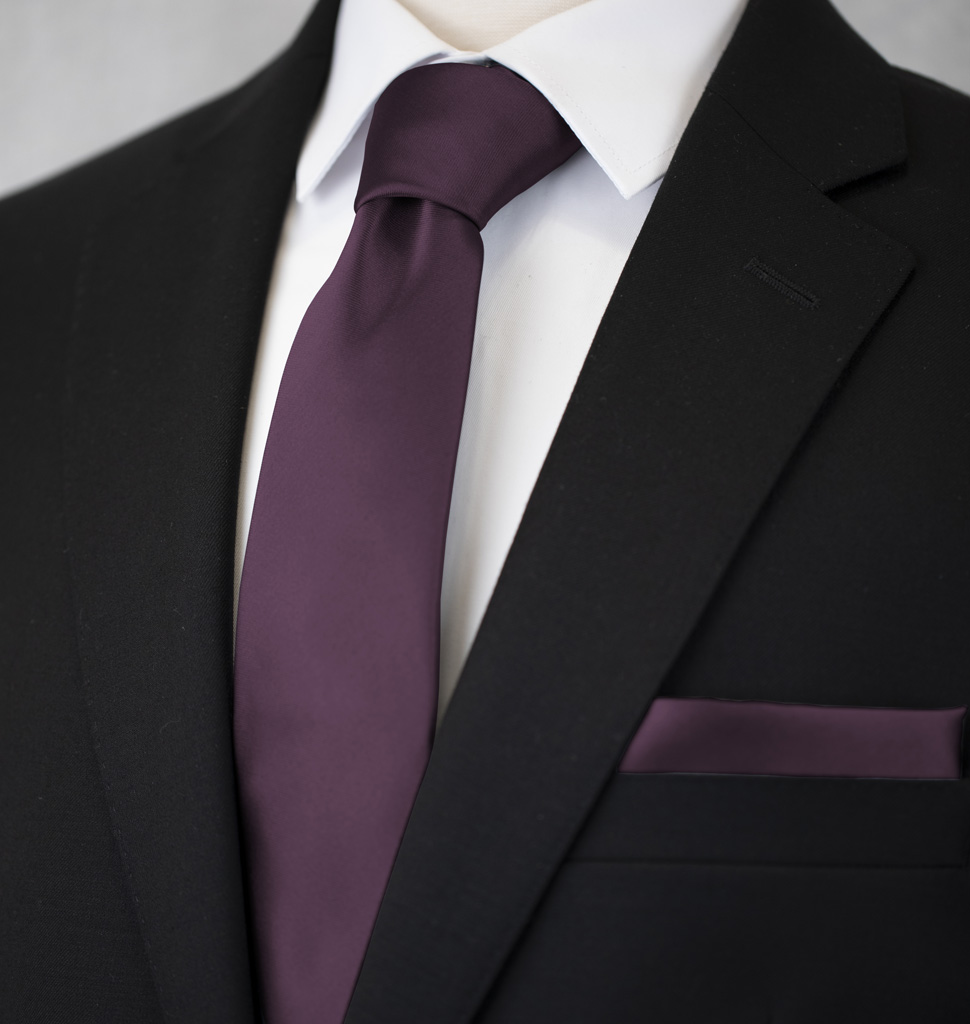 Solid Tie and Handkerchief Set Sangria