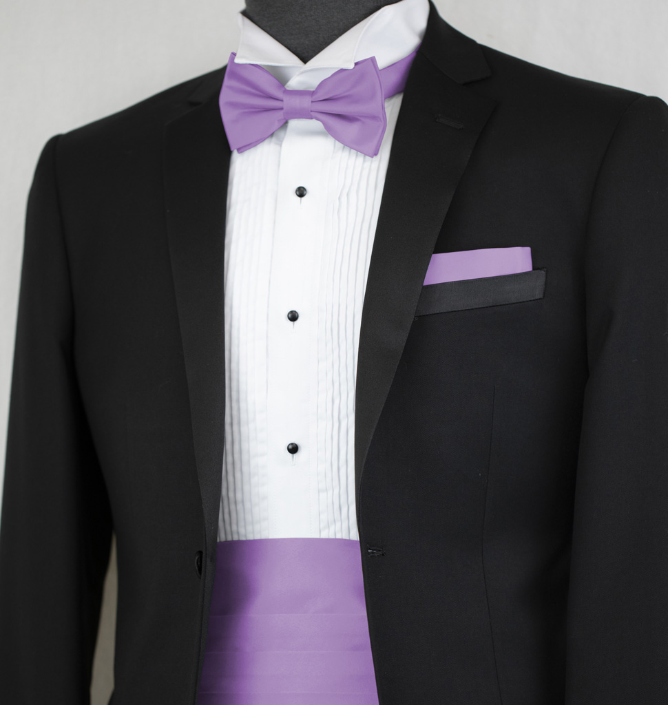 Solid Cummerbund Bow Tie And Handkerchief Acc10H