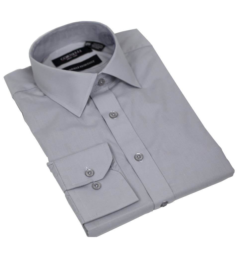 Cornelli Solid Dress Shirt Tailored Fit Light Grey