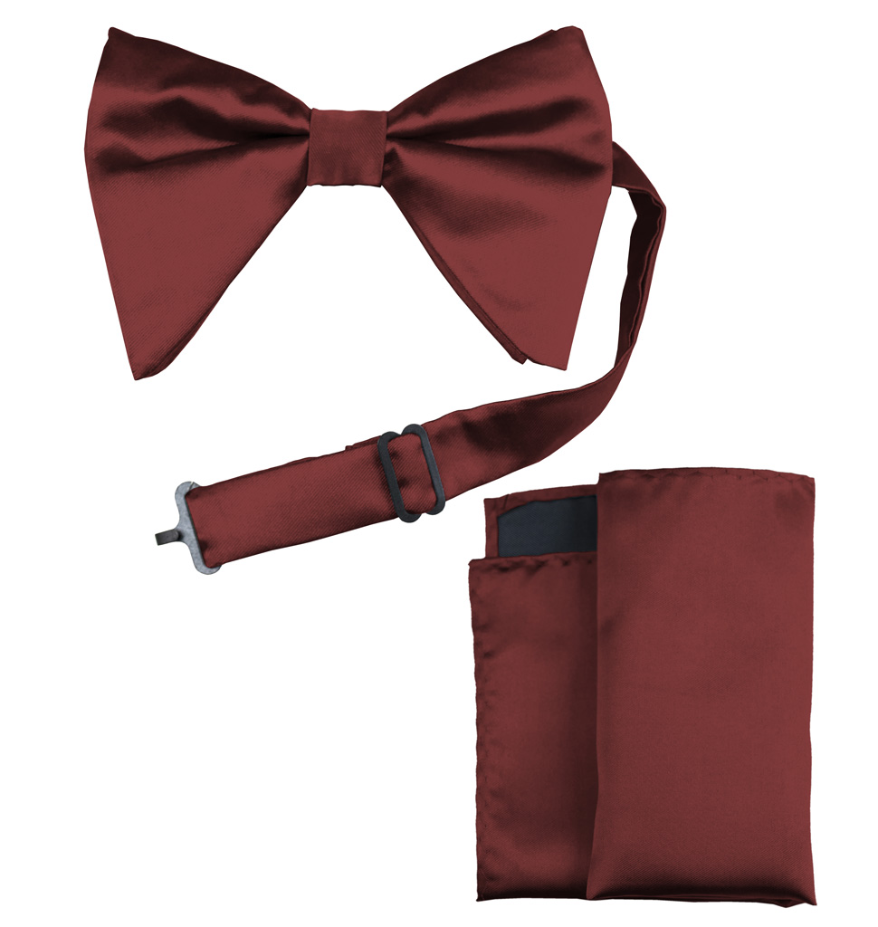 Solid Long Bow Ties With Handkerchief Clr.Mm