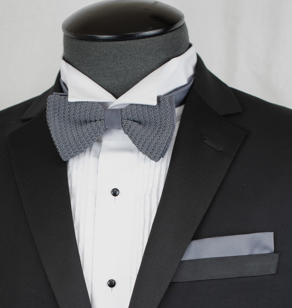 Knit Pretied Bow Tie With Handkerchief Set Clr.L