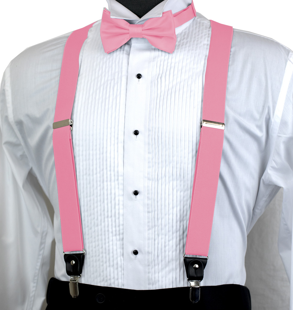 Solid Suspender Bow Tie And Handkerchief Set Ass11Ll