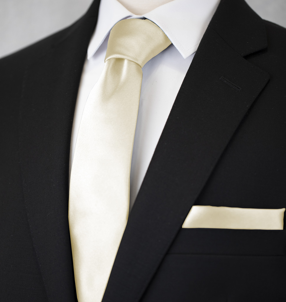 Solid Tie and Handkerchief Set Ivory