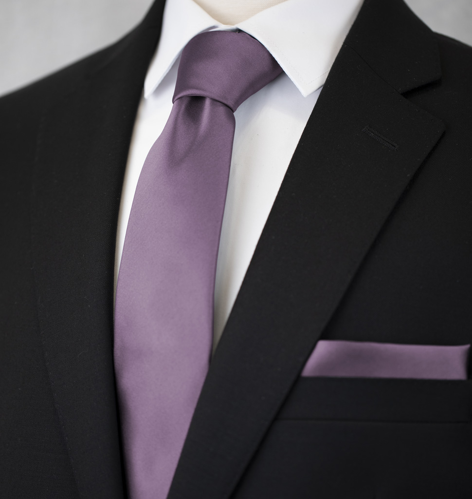 Solid Tie and Handkerchief Set Pastel Purple