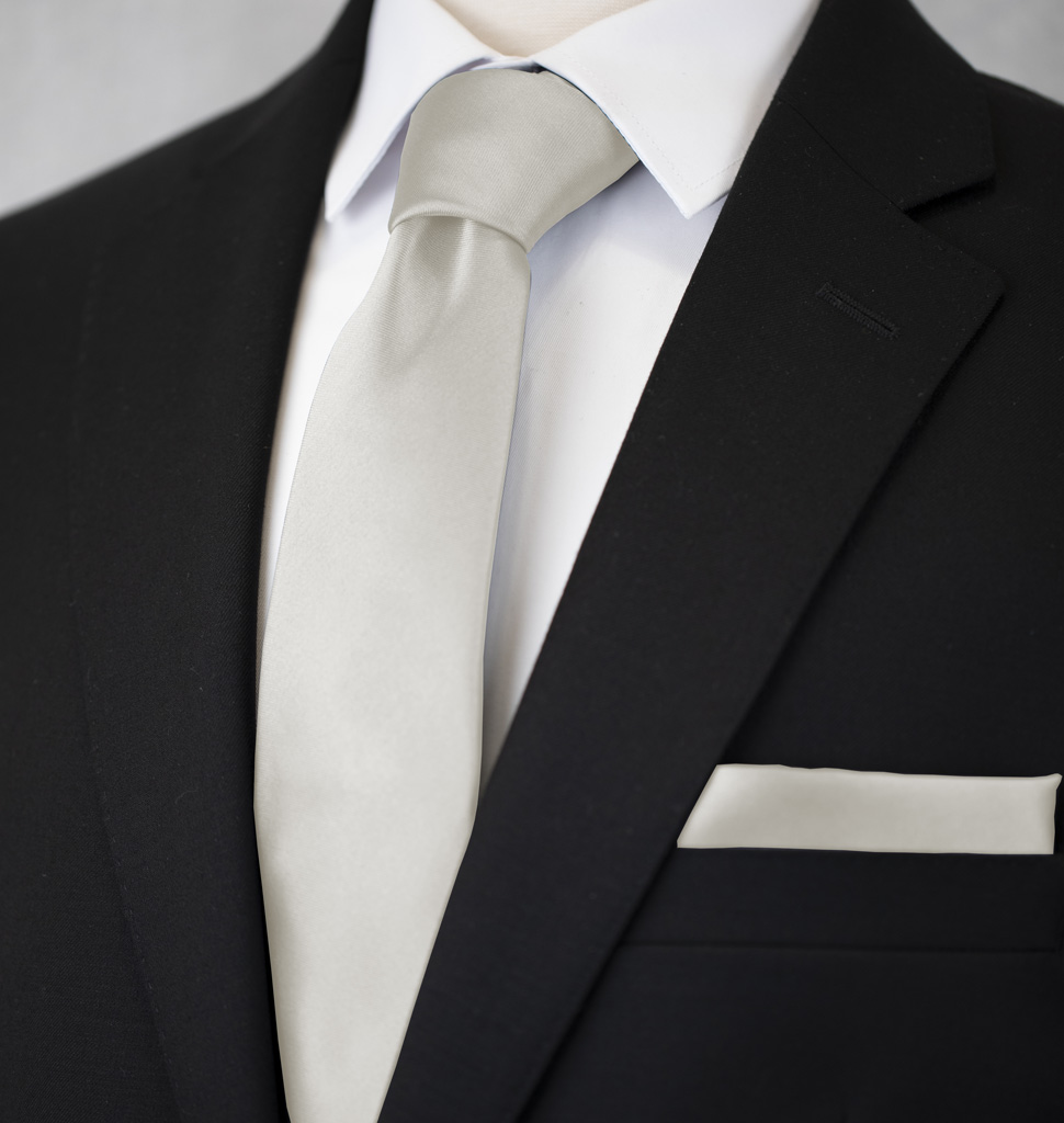 Solid Tie and Handkerchief Set Sterling Silver