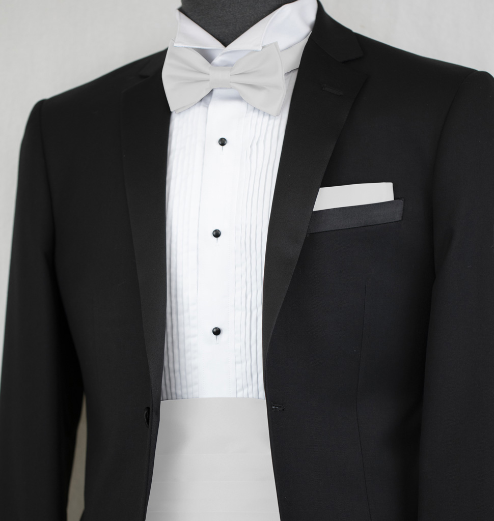 Solid Cummerbund Bow Tie and Handkerchief ACC10A