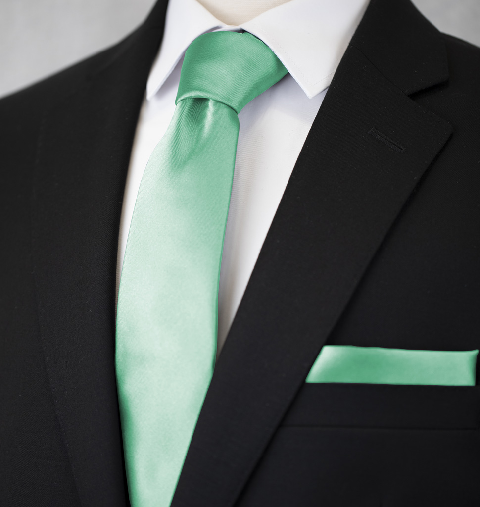 Solid Tie and Handkerchief Set Aqua