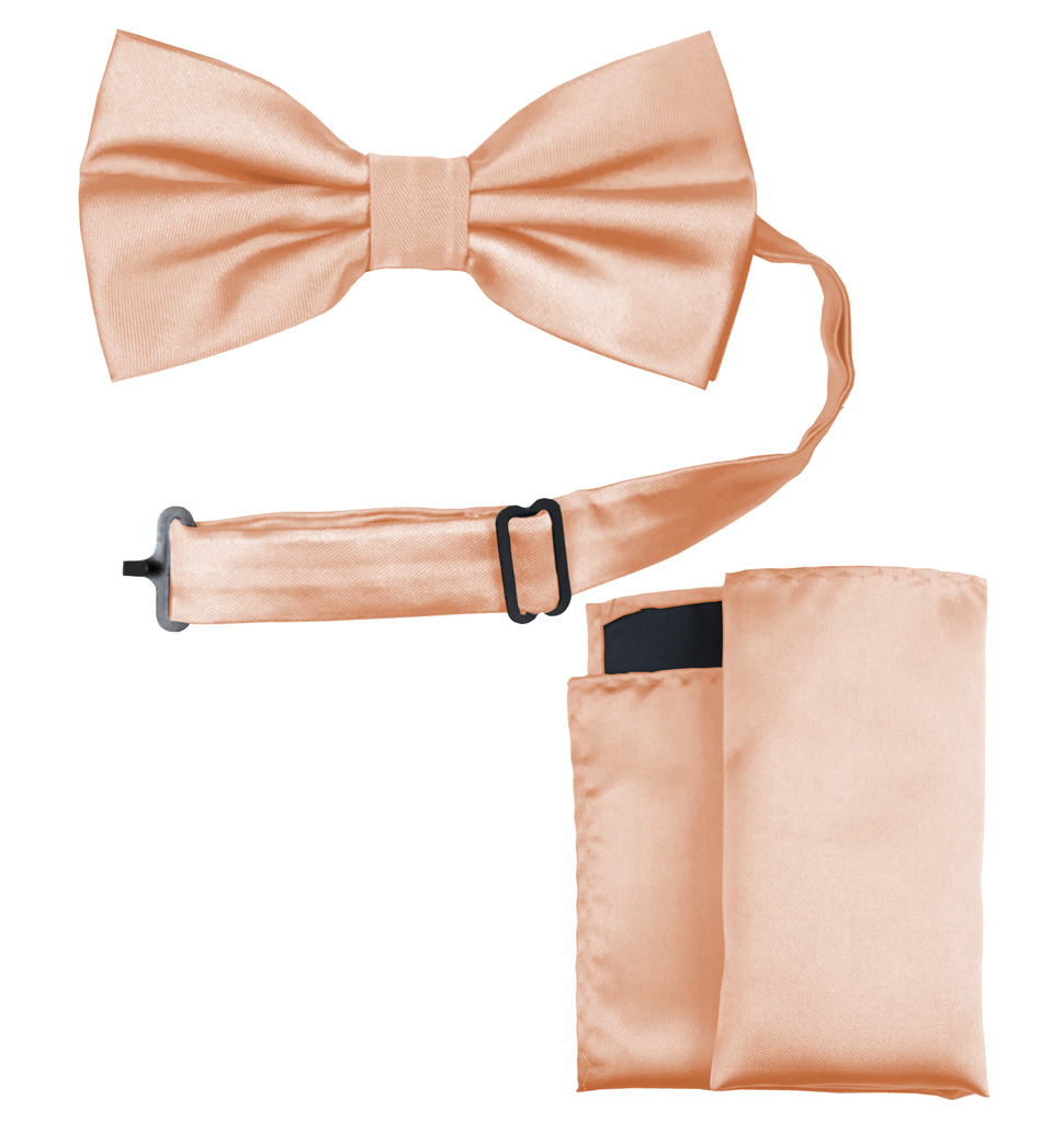 Solid Bow Tie and Handkerchief Set Blush
