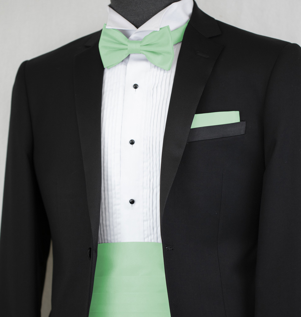 Solid Cummerbund Bow Tie and Handkerchief ACC10HH