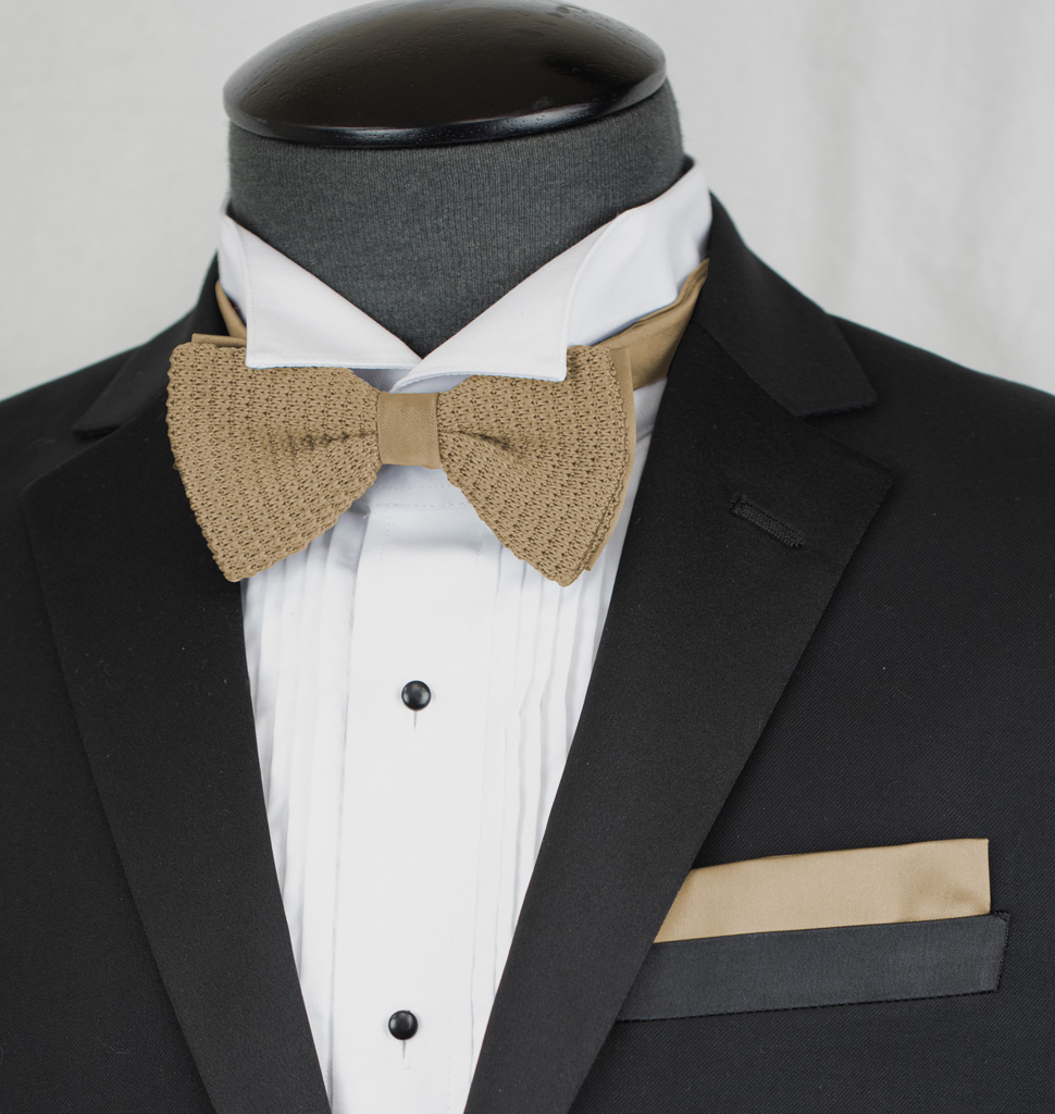 Knit Pretied Bow Tie with Handkerchief Set Clr.H