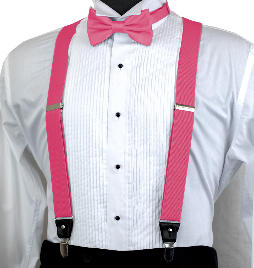 Solid Suspender Bow Tie and Handkerchief set ASS11T
