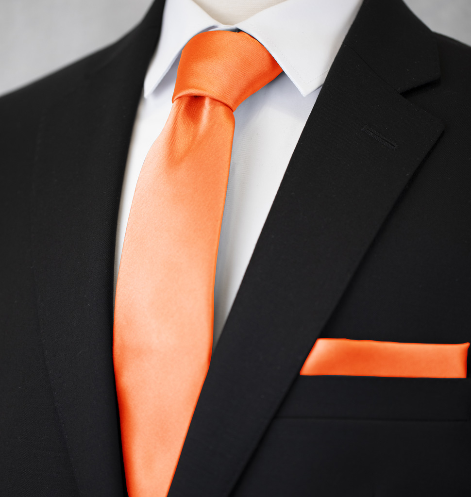Solid Tie and Handkerchief Set Salmon