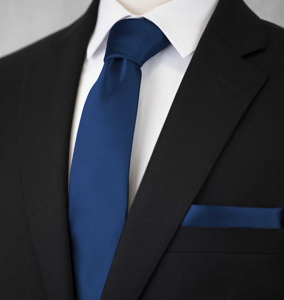 Solid Tie and Handkerchief Set Cobalt