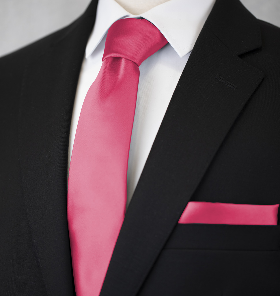 Solid Tie and Handkerchief Set French Rose