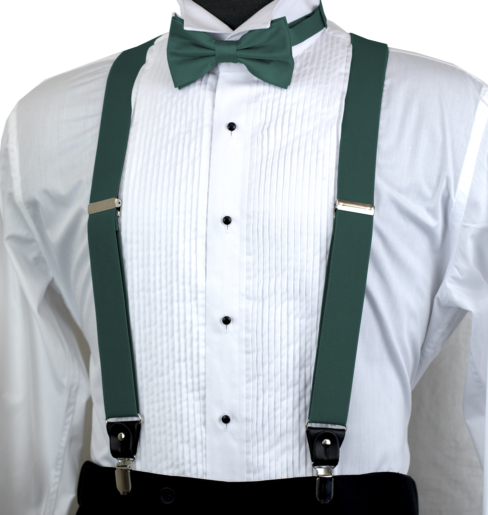 Solid Suspender Bow Tie And Handkerchief Set Ass11Aaa