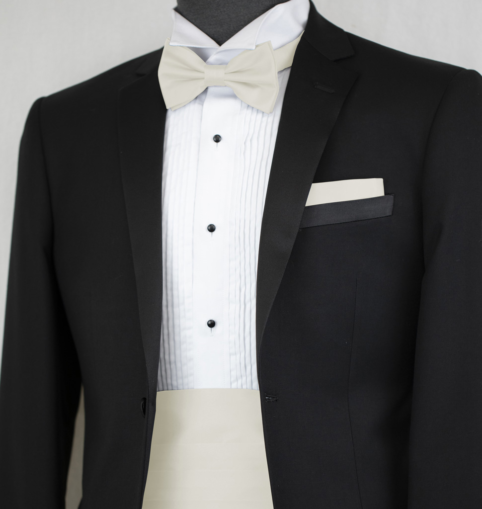 Solid Cummerbund Bow Tie And Handkerchief Acc10D