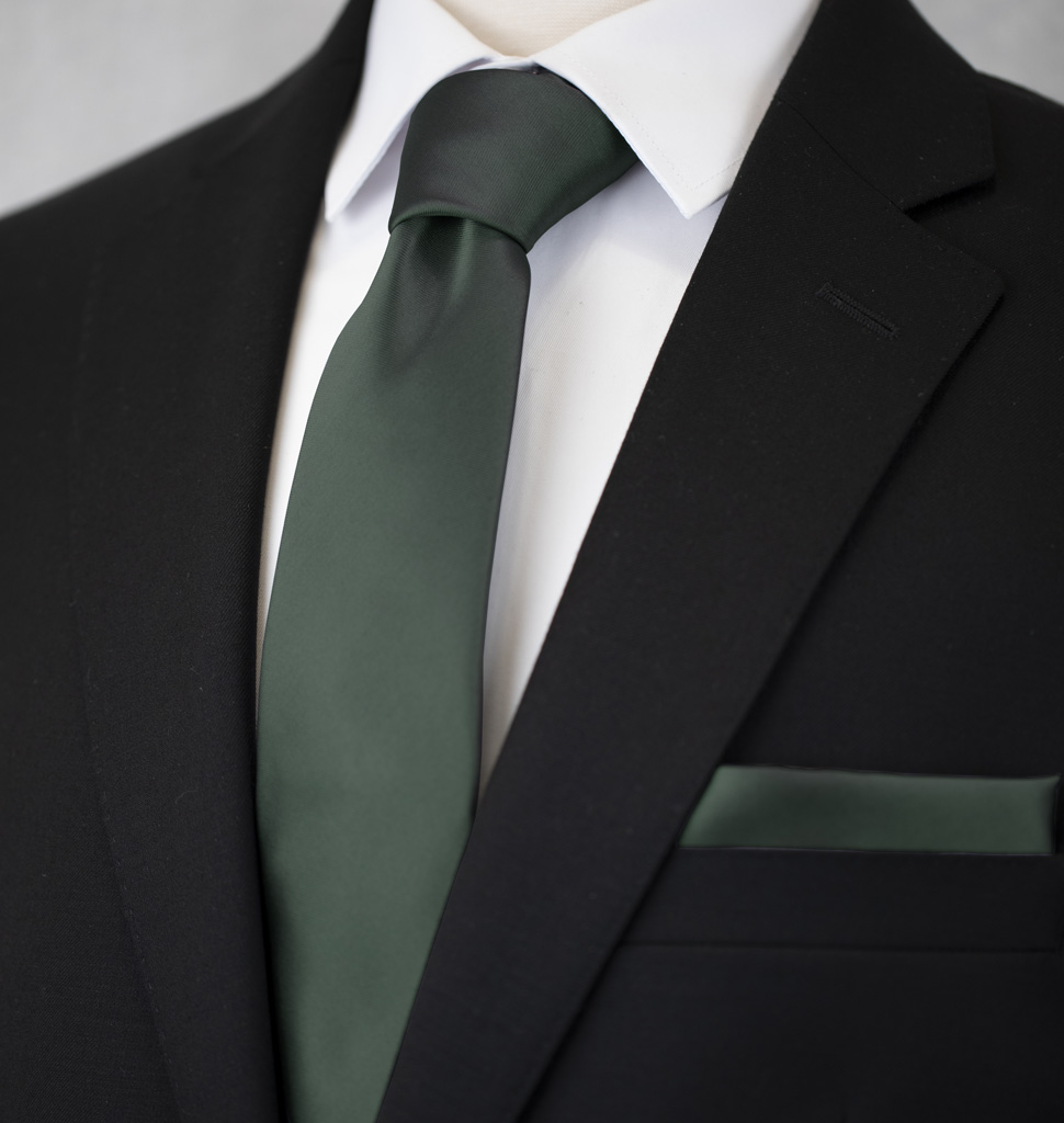Solid Tie and Handkerchief Set Forest Green