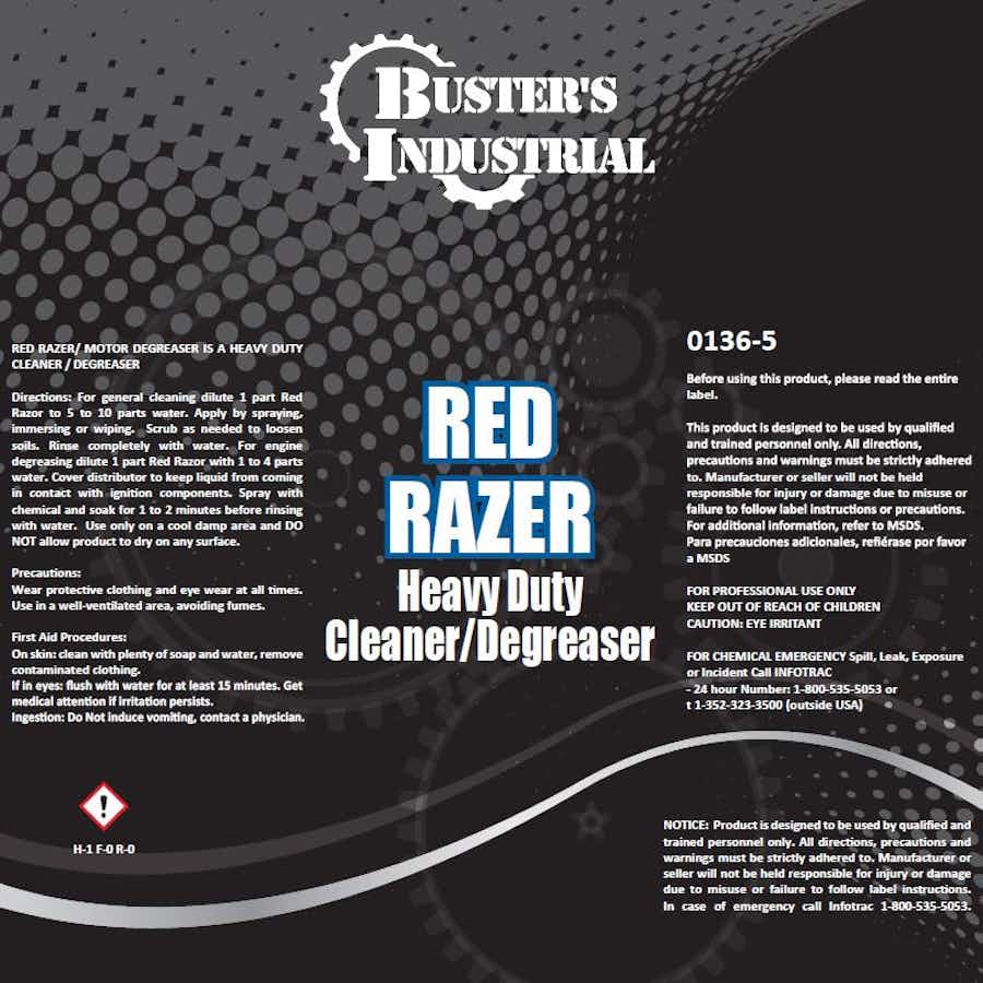 Busters Industrial Red Razer Degreaser- 5 Gal