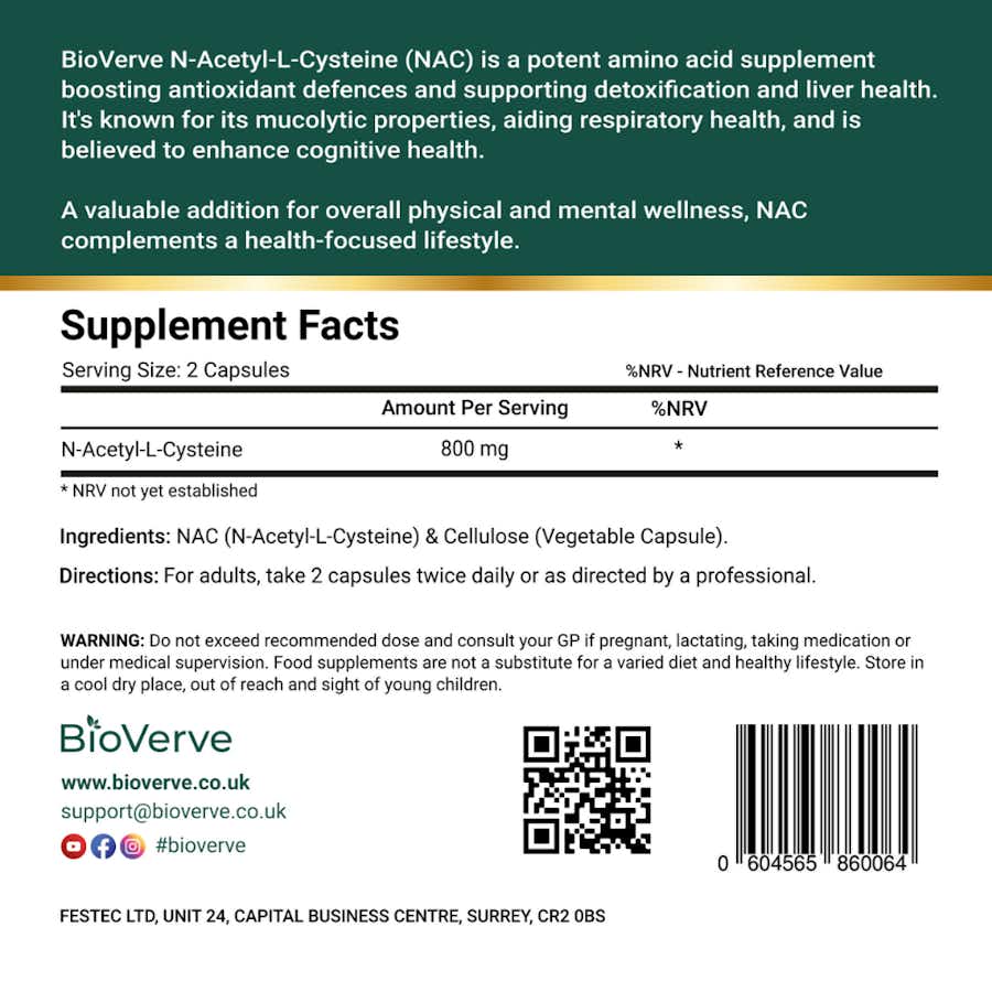 NAC (N-Acetyl-L-Cysteine)   400mg back label