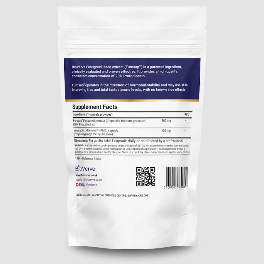 Fenugreek Seed Extract (Furosap) back of pouch close up
