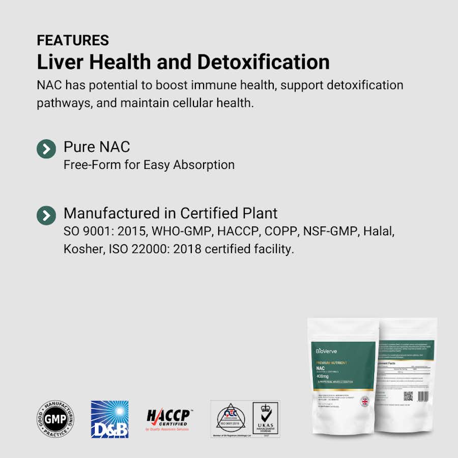 NAC (N-Acetyl-L-Cysteine)  400mg Features