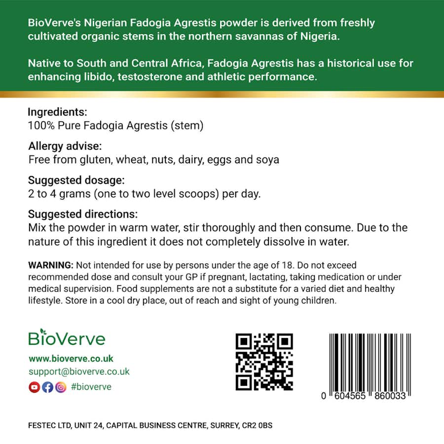 Nigerian Fadogia Agrestis back label