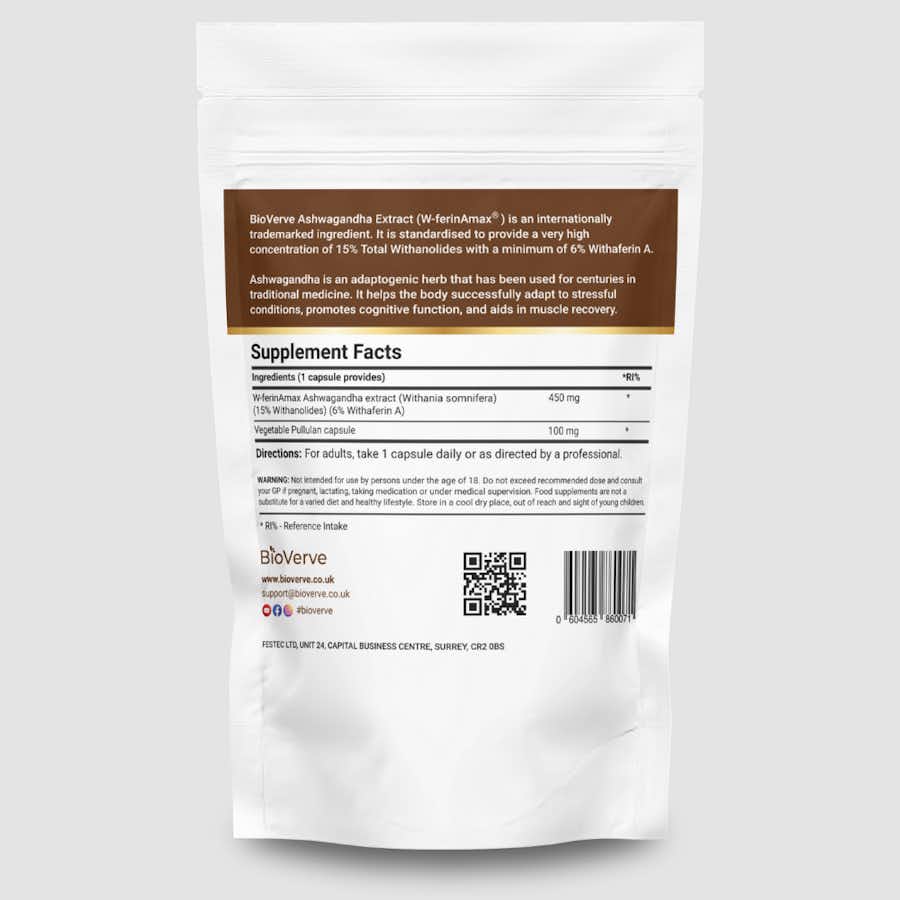 W-ferinAmax Ashwagandha 450mg 15% Withanolides 6%Withaferin A pouch back