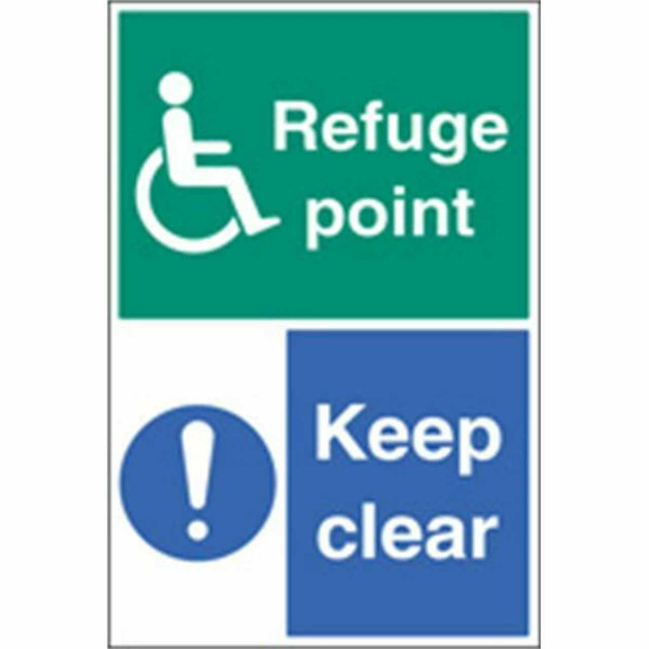 Refuge point keep clear floor safety sign