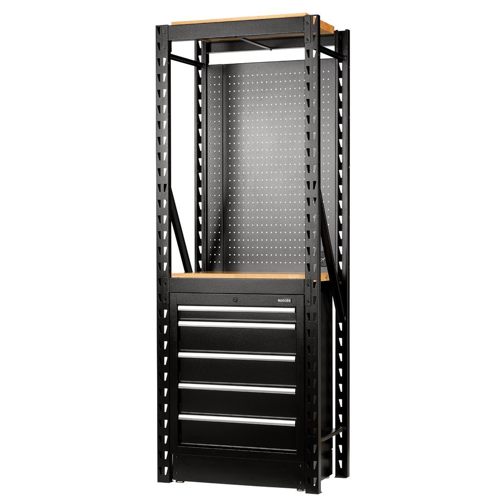 BUNKER 13 Piece Modular Storage Combo 2 Tier Racking with Pegboard and Floor Cabinet, 750mm - 27919_1.jpg