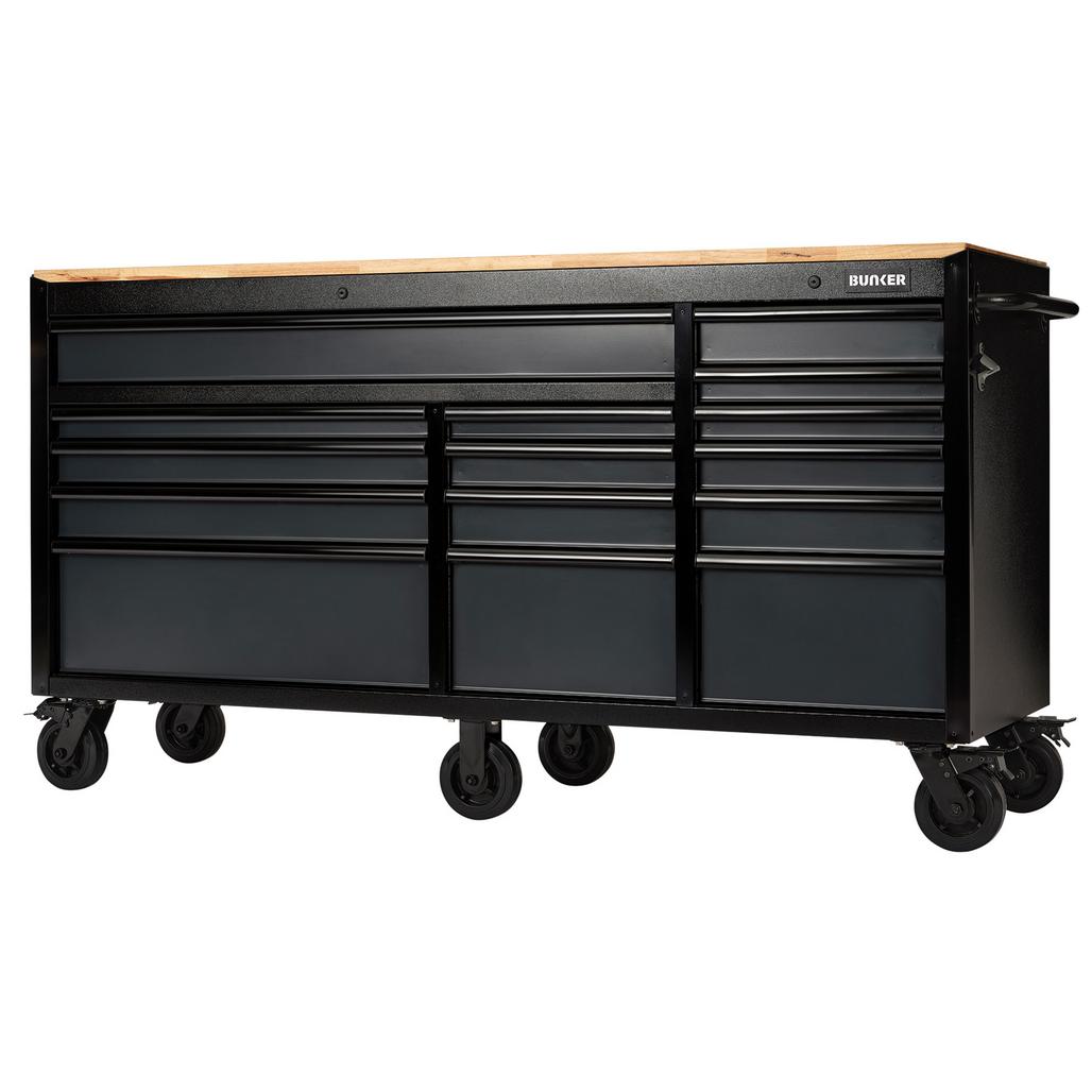 BUNKER 15 Drawer Workbench Roller Tool Cabinet, 72\x22, Grey - 27242_1.jpg
