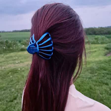 Blue Octopus Hair Claw for thick Hair | Made in France | Lifestyle Image | Ebuni Hair Accessories