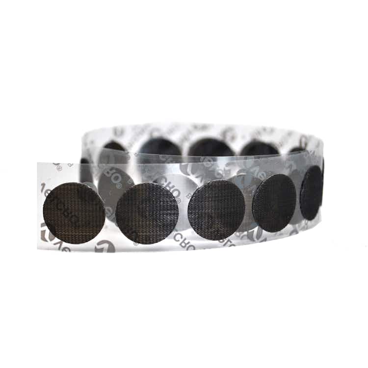 Low Profile Velcro ® Brand  Circles On A Roll Black / Thin Velcro - Low Profile Velcro
