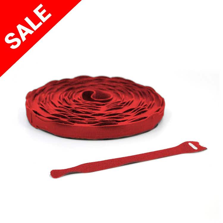 VELCRO® Brand QWIK Tie Die-Cut Straps - 3/4\x22 x 8\x22 Red Velcro Straps - Bundling Straps - Velcro Tie - Velcro Strap