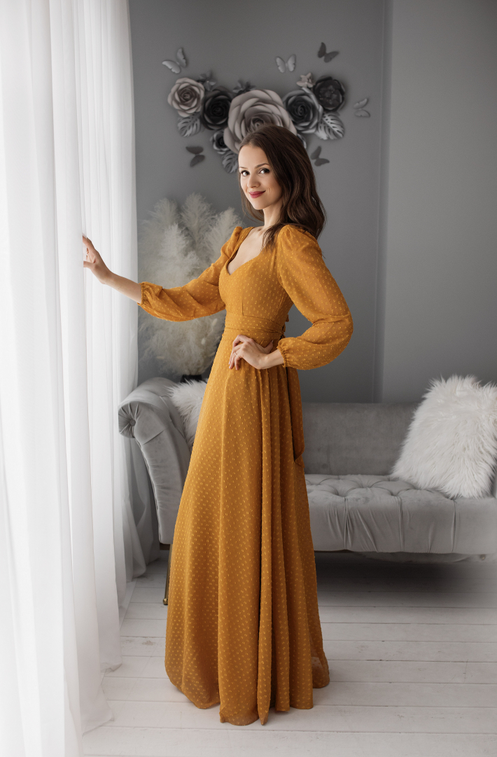 STACEY DRESS DELICATE MUSTARD 73008-2
