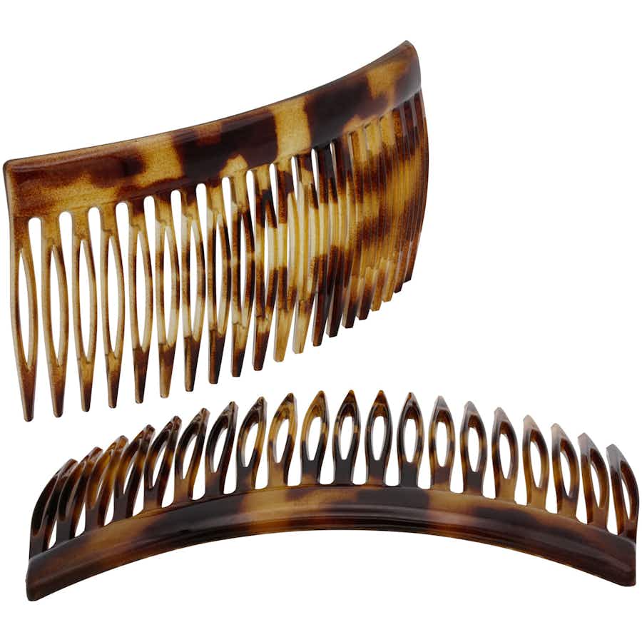 9cm French Side Hair Combs (Pair) | Light Tortoiseshell | Ebuni Hair Accessories