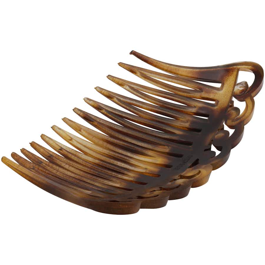 French Swirl Side Hair Combs 7cm - Pair | Light Tortoiseshell - Underside | Ebuni Hair Accessories